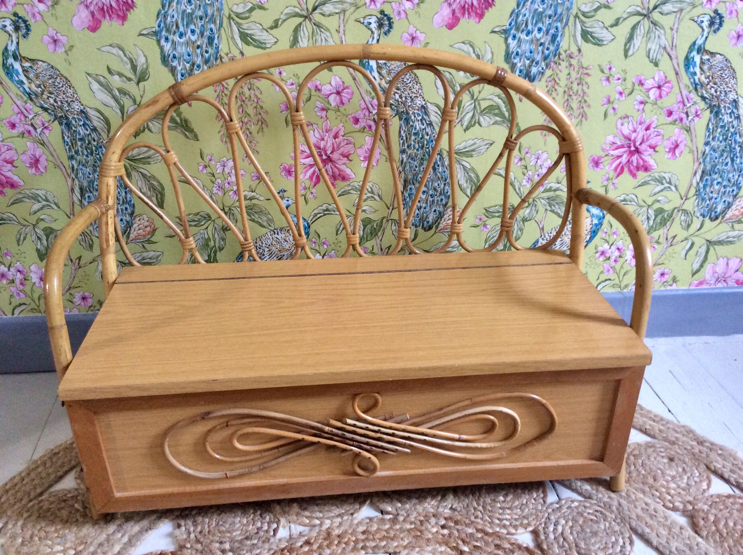 Bench chest child rattan vintage