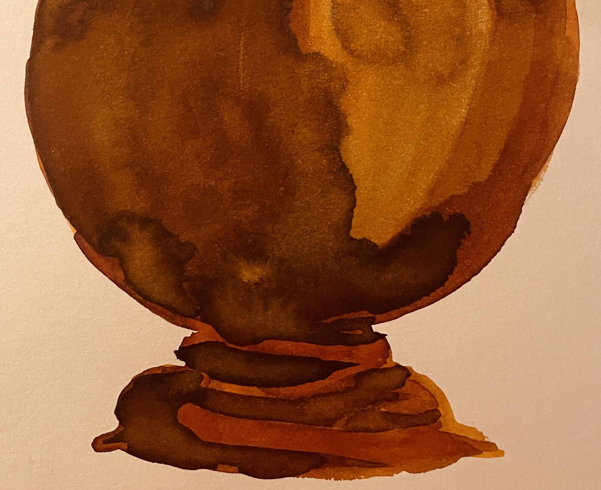 Signed watercolour and ink painting vase Wabi Sabi Fès