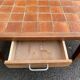 Table basse vintage en chêne et céramique
