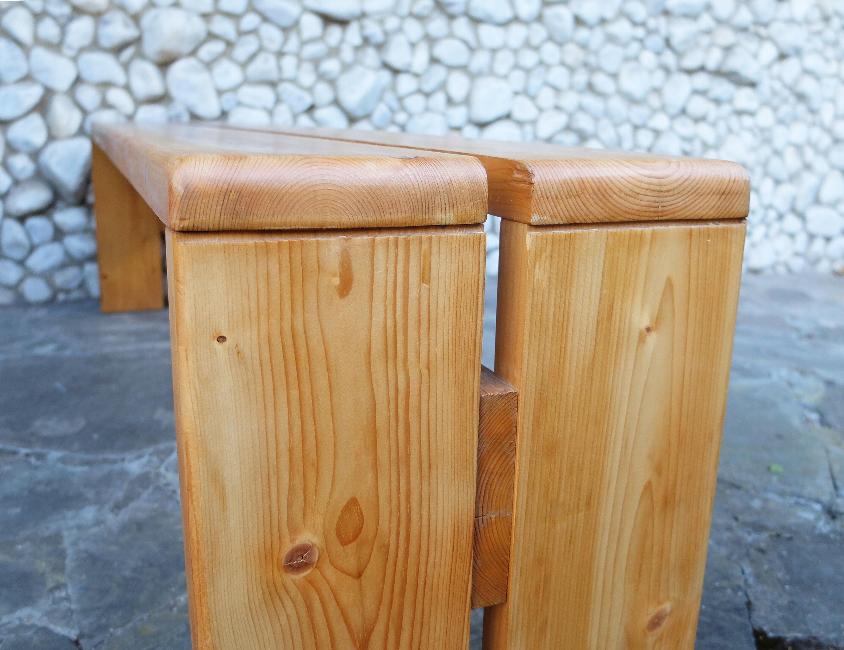 Charlotte Perriand pine bench for Les Arcs, 1960