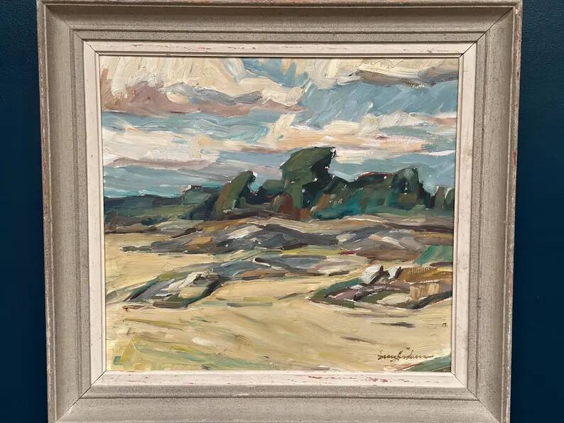 Original Swedish Oil on Canvas – “Mountains Landscape” by Georg Andersson – Signed – Vintage & Framed – 58 × 50 cm