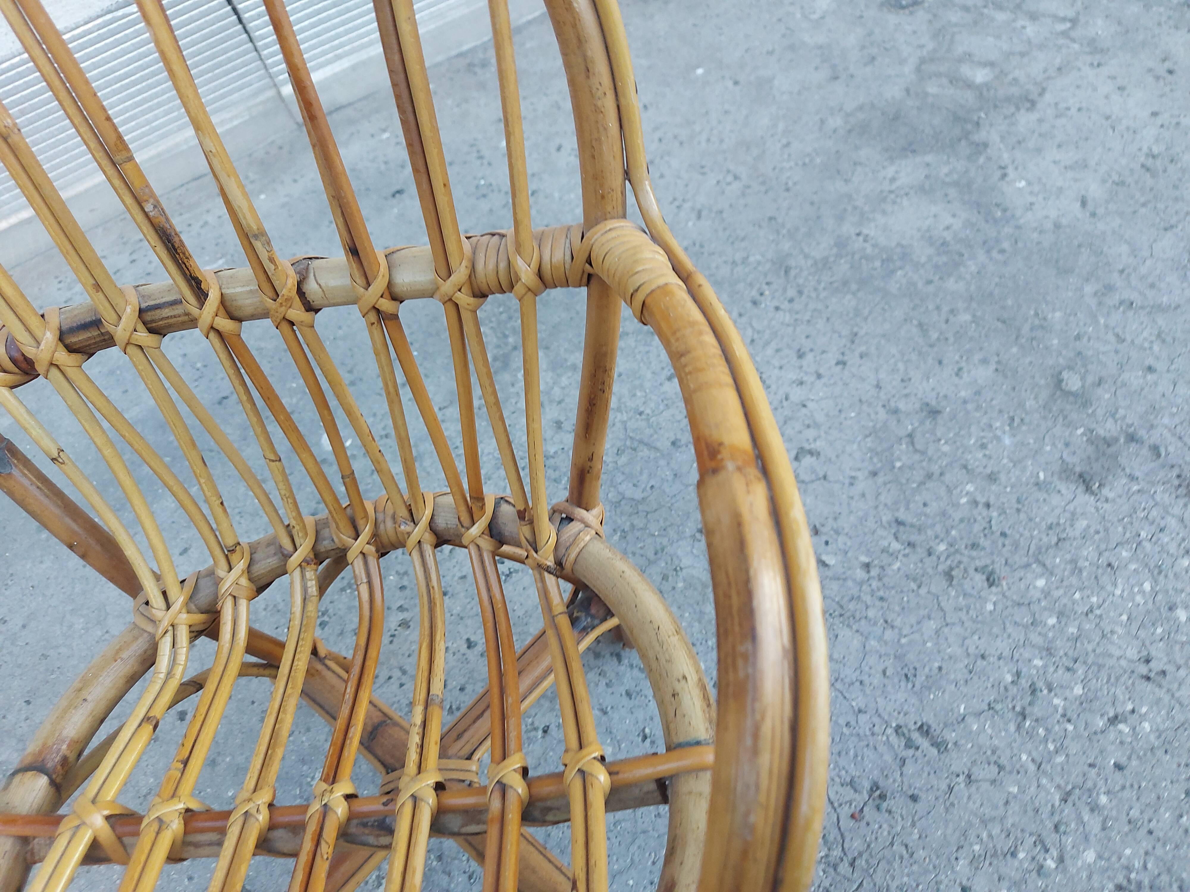 Vintage rattan children's armchair