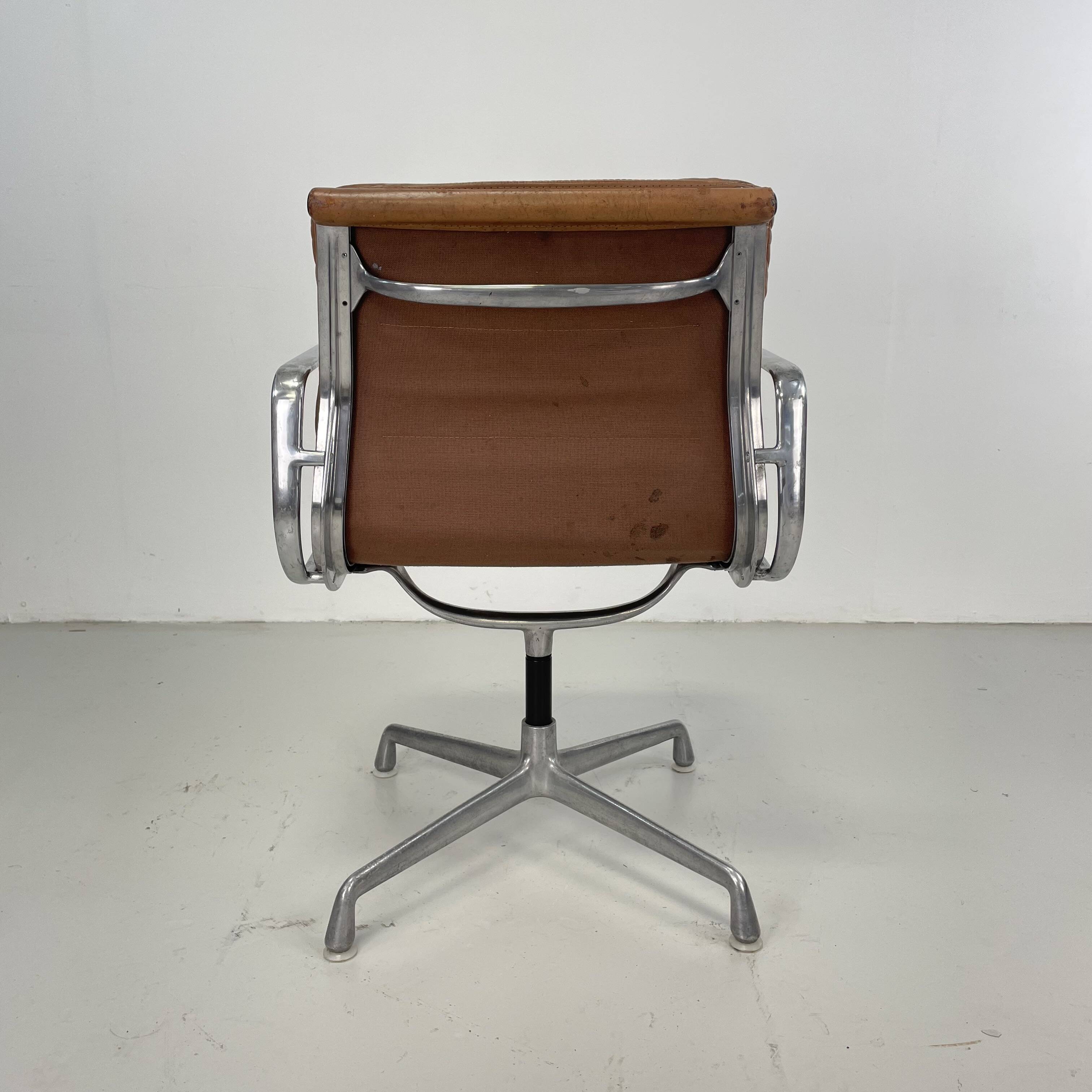 Eames Herman Miller tan / camel leather Soft Pad Group chair