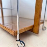 Art Deco serving trolley in oak, chrome & glass, France, 1930