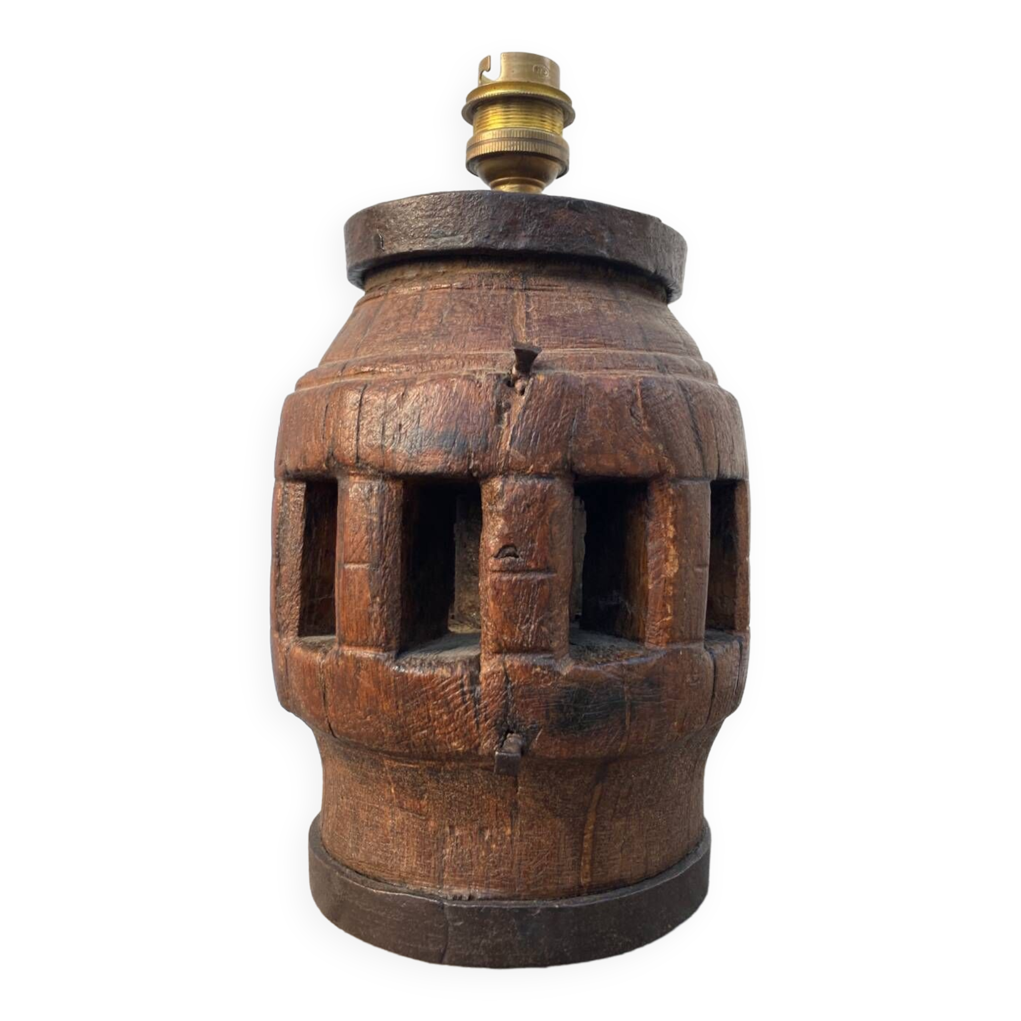 Brutalist wooden lamp base