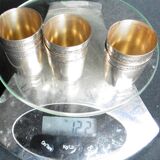 6 solid silver liqueur glasses, interior vermeil, Punches Minerve 925