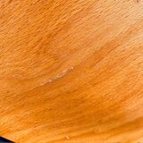 Pair of wooden and black metal chairs