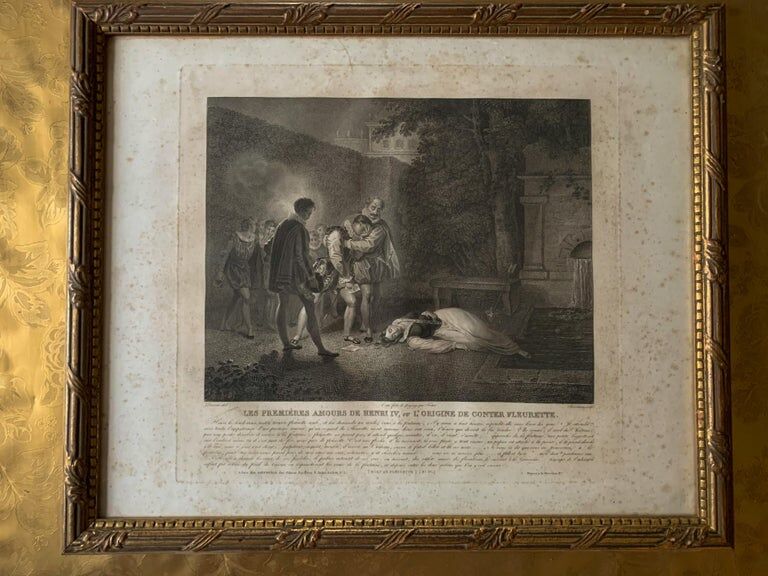 Alexandre Joseph Desenne, Les 1er amours d'Henri IV, engraving, XIXth century