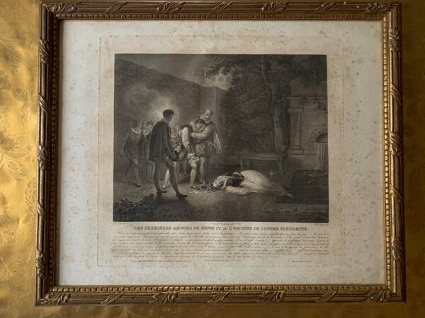 Alexandre Joseph Desenne,  Les 1ers amours d’Henri IV, gravure, XIXème s