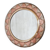 Round brass and copper mirror
