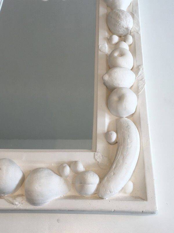 Unique decorative plaster mirror with fruit decorations