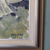 Mid-Century Modern "The Fisherman" Vintage Swedish Figurative Oil Painting, Framed