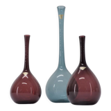 Set of 3 arthur percy scandinavian tulip vases for gullaskruf 1950