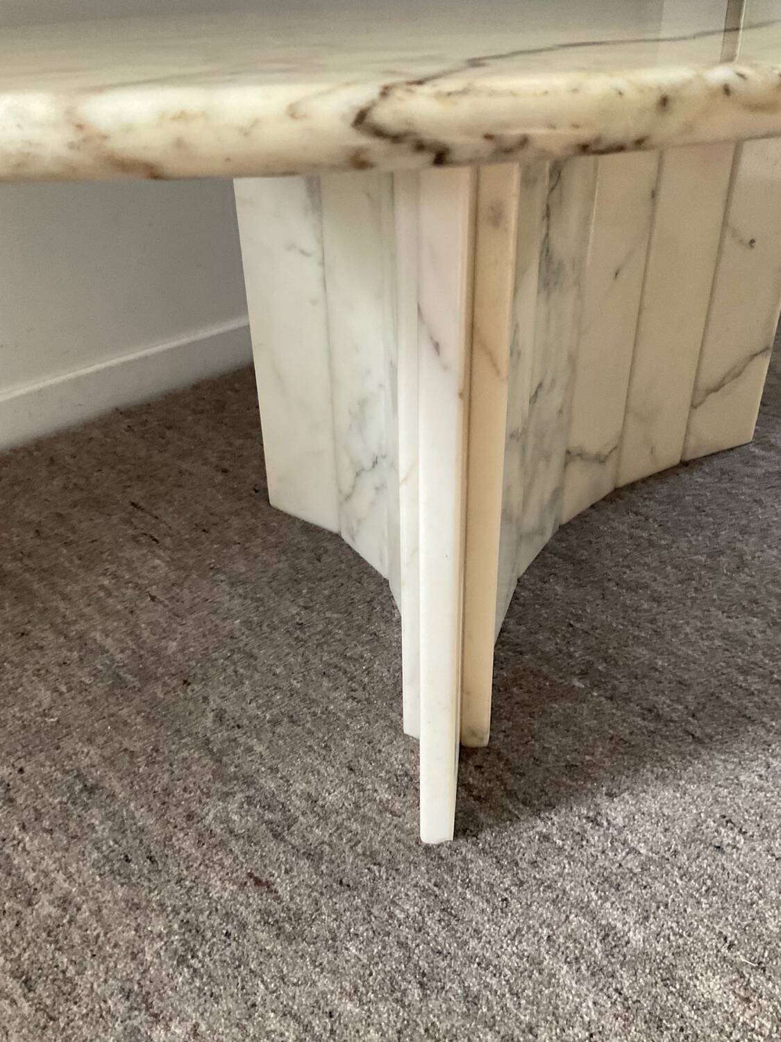 Vintage Carrara marble coffee table