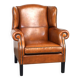 Très beau fauteuil à oreilles en cuir de mouton avec des détails époustouflants