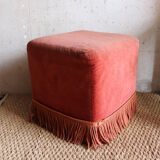60s pink velvet pouf