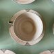 Set de tasses en porcelaine art déco rose et argent 1940