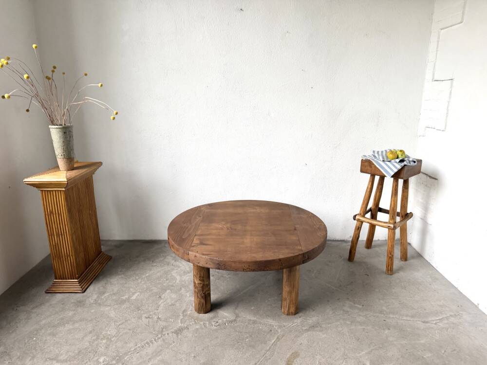 Round brutalist coffee table from the 1950s.
