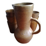 Vintage Digoin stoneware glasses and carafe set