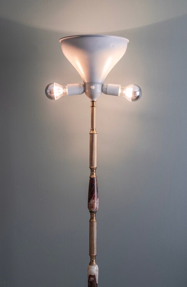 Italian onyx and brass floor lamp