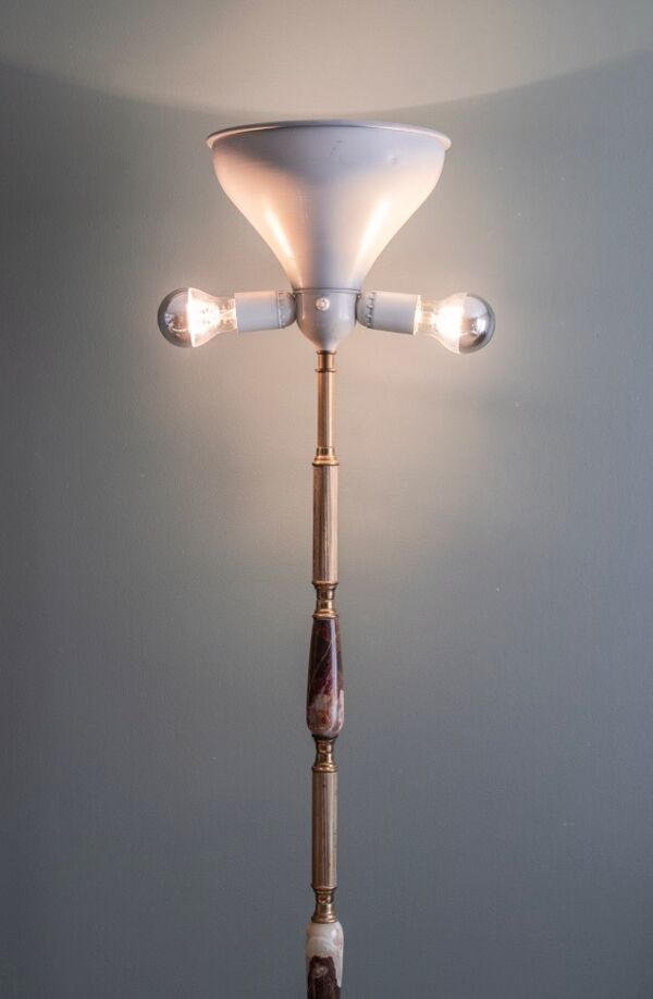 Lampadaire italien onyx et laiton