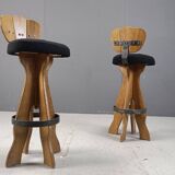Set of 4 vintage brutalist bar stools, 1960s