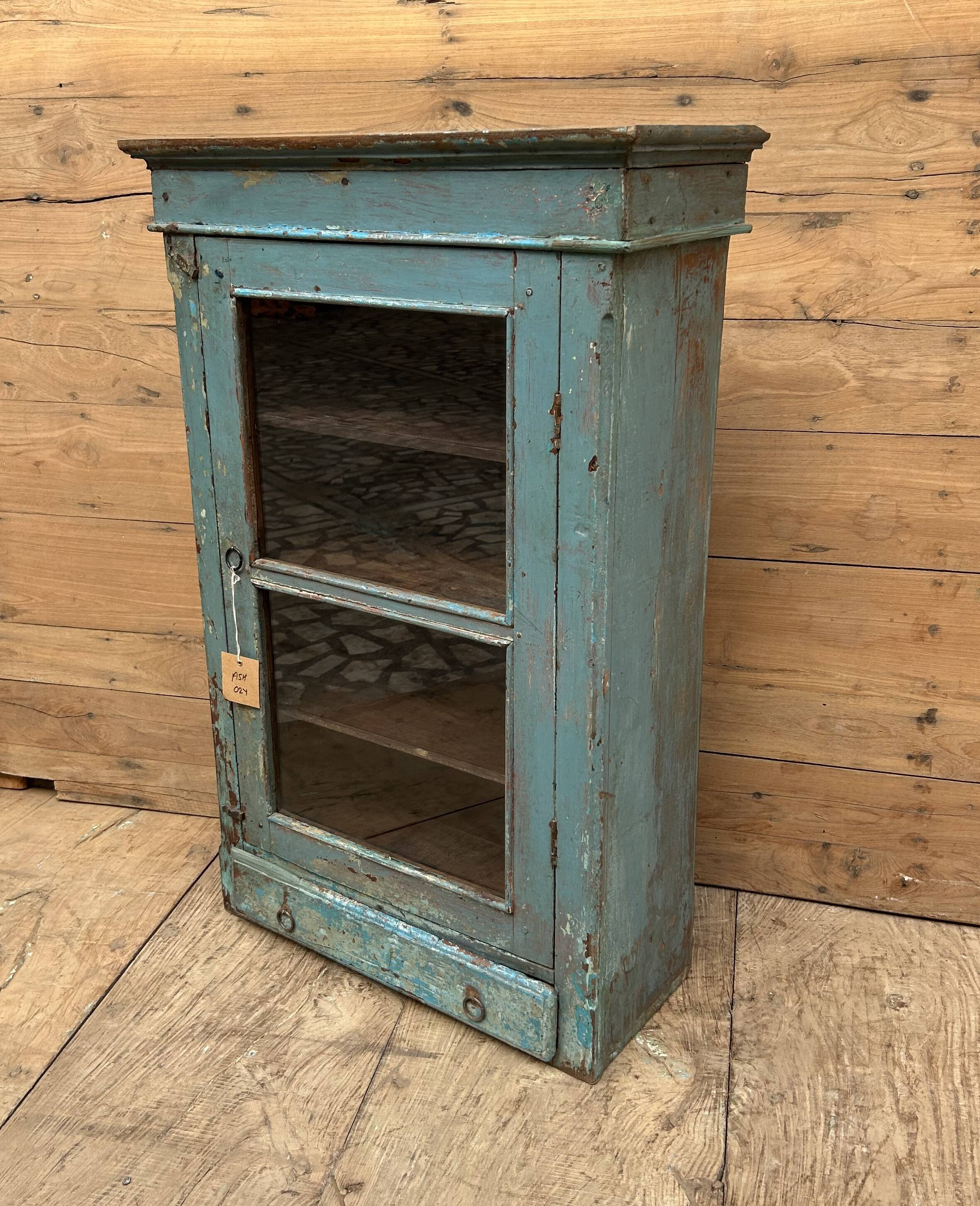Wall display cabinet in Burmese teak with original patina.
