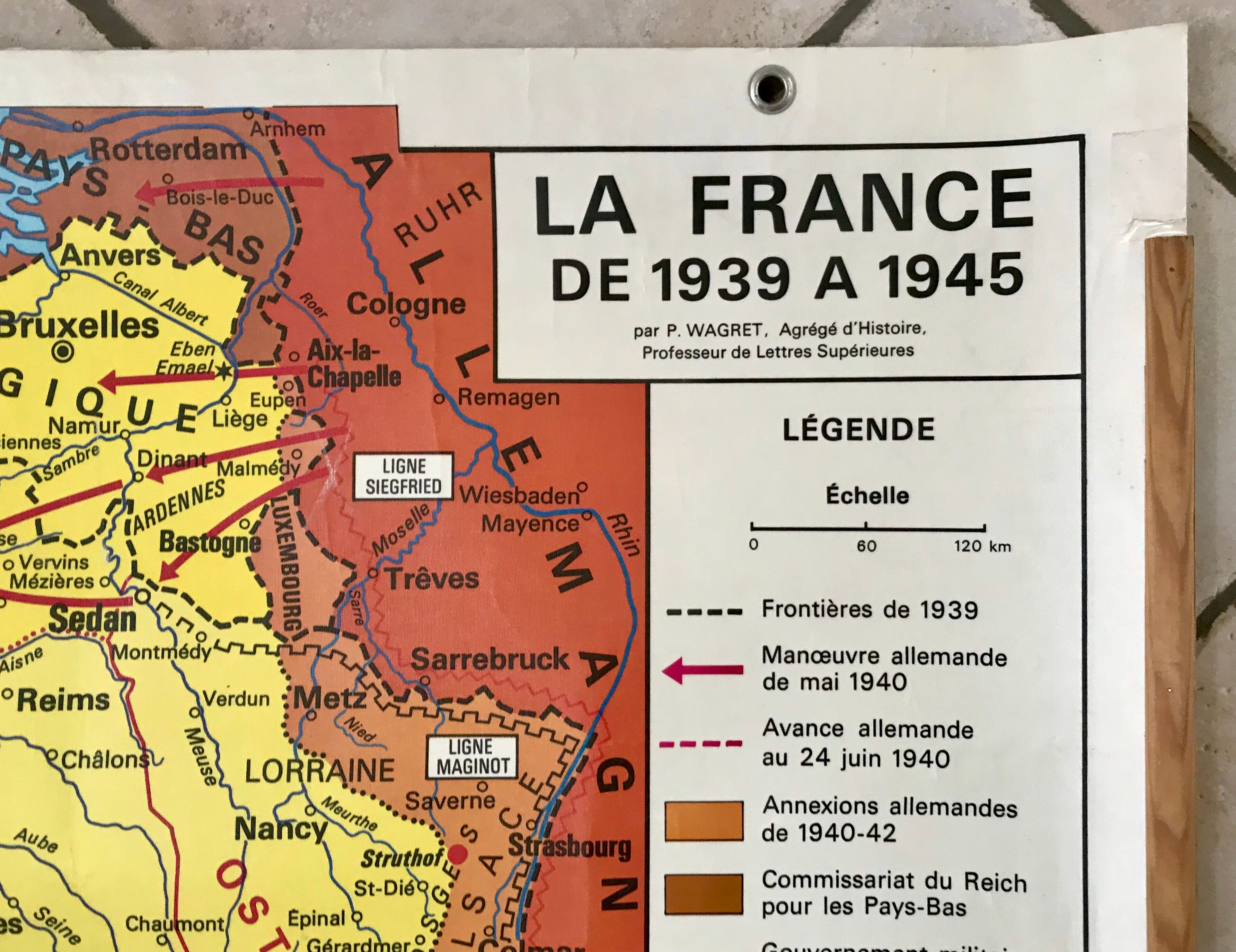 school map Librairie Armand Colin Reinhart and Wagret The France of 1939-1945 vintage 1970