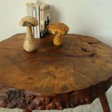 Side table, low brutalist made from tree stump.