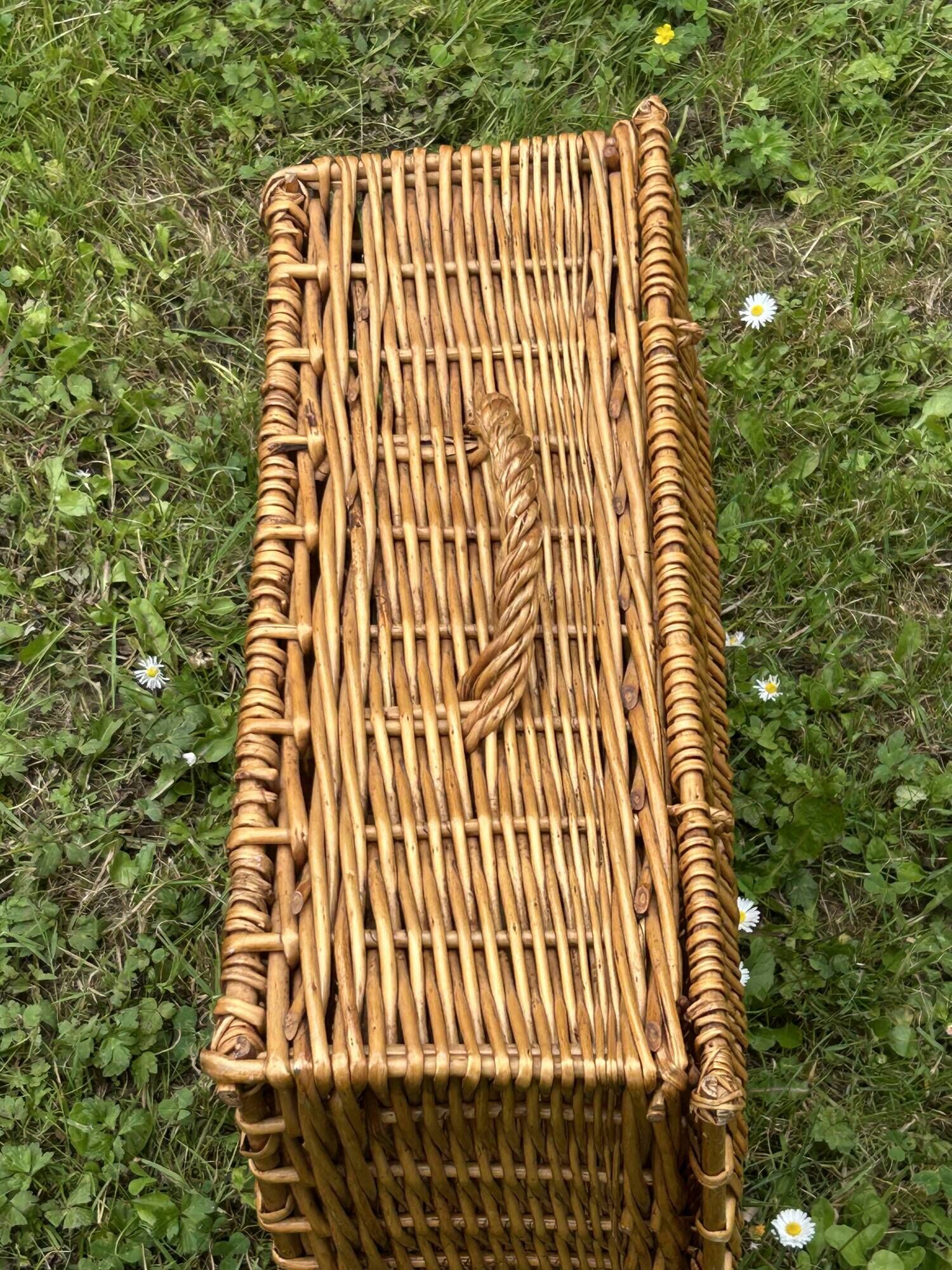 vintage hand-woven wicker storage basket or suitcase
