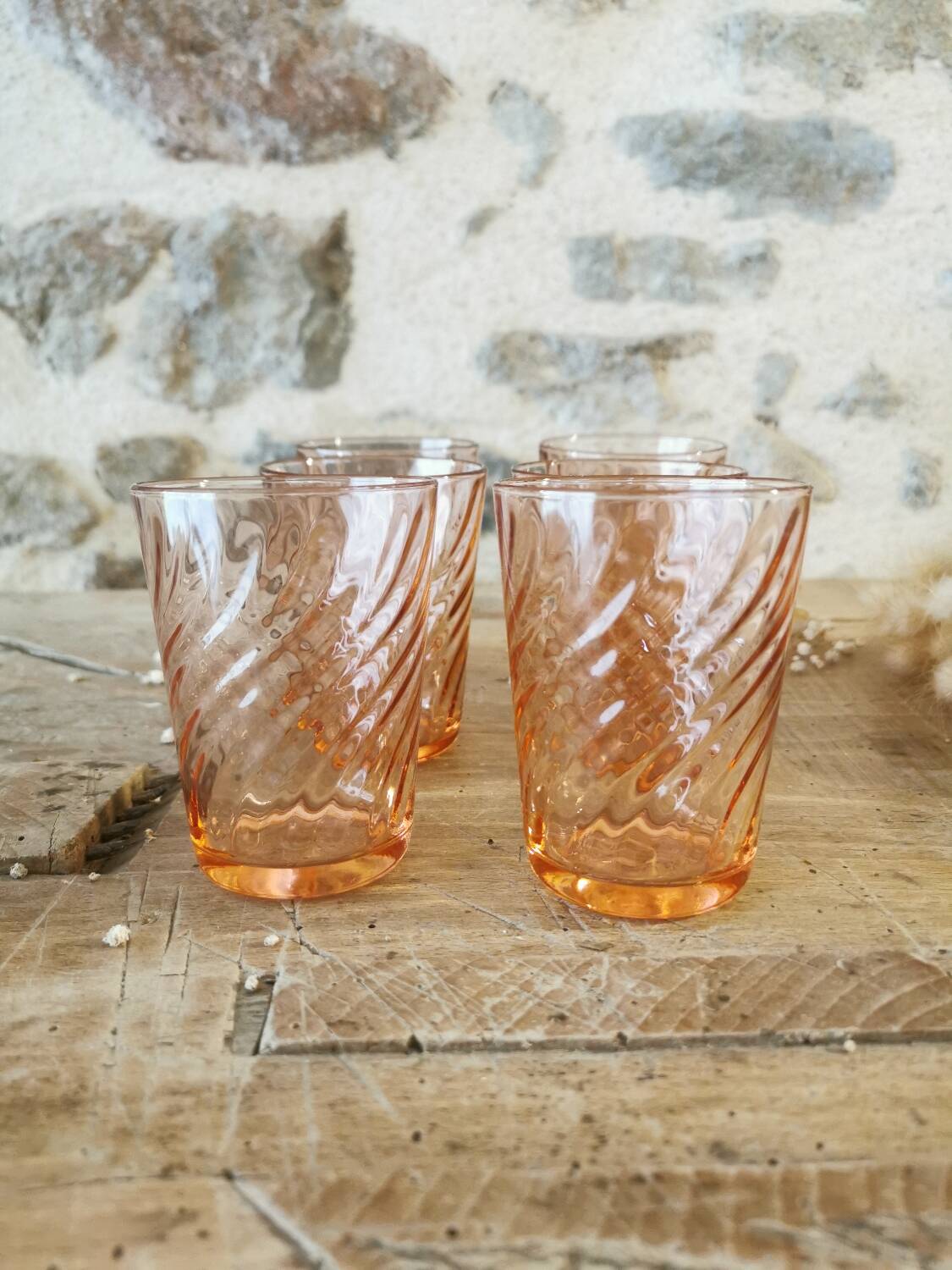 6 Rosaline glasses, vintage Arcoroc