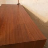 Vintage sideboard 1960-80 walnut blond sliding doors and base chrome