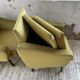 Paire de chauffeuses fauteuils vintage velours jaune