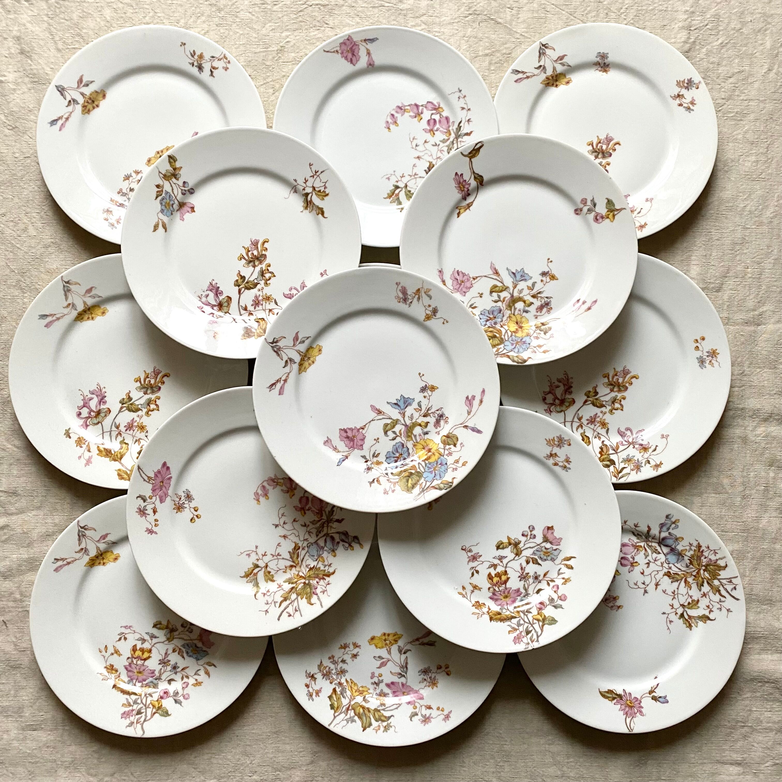 Floral porcelain dessert plates x14
