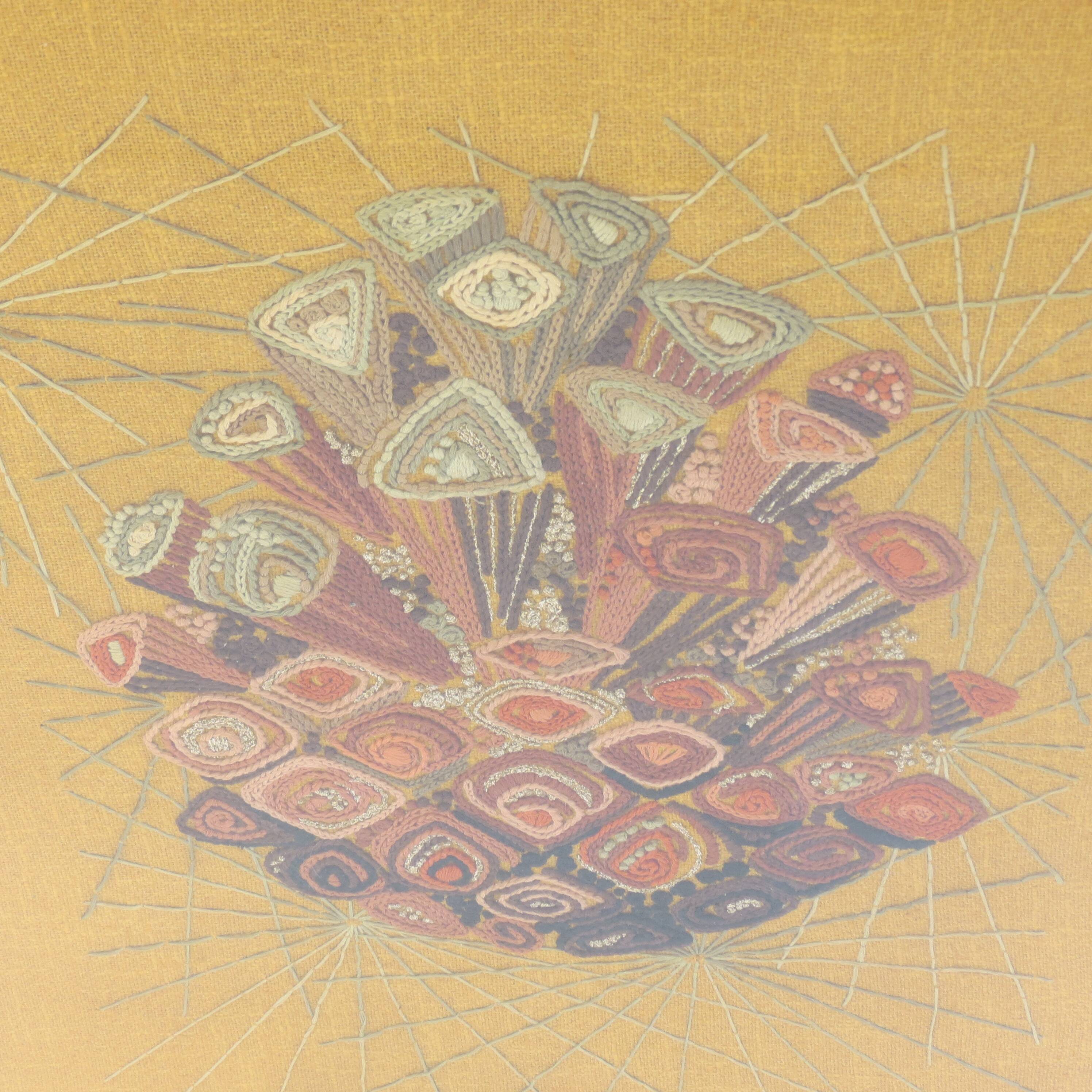 Scandinavian Swedish 1960s Wall Hanging Crewel Picture Wall Art