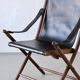 Vintage folding chair and tray table set | Campaign style