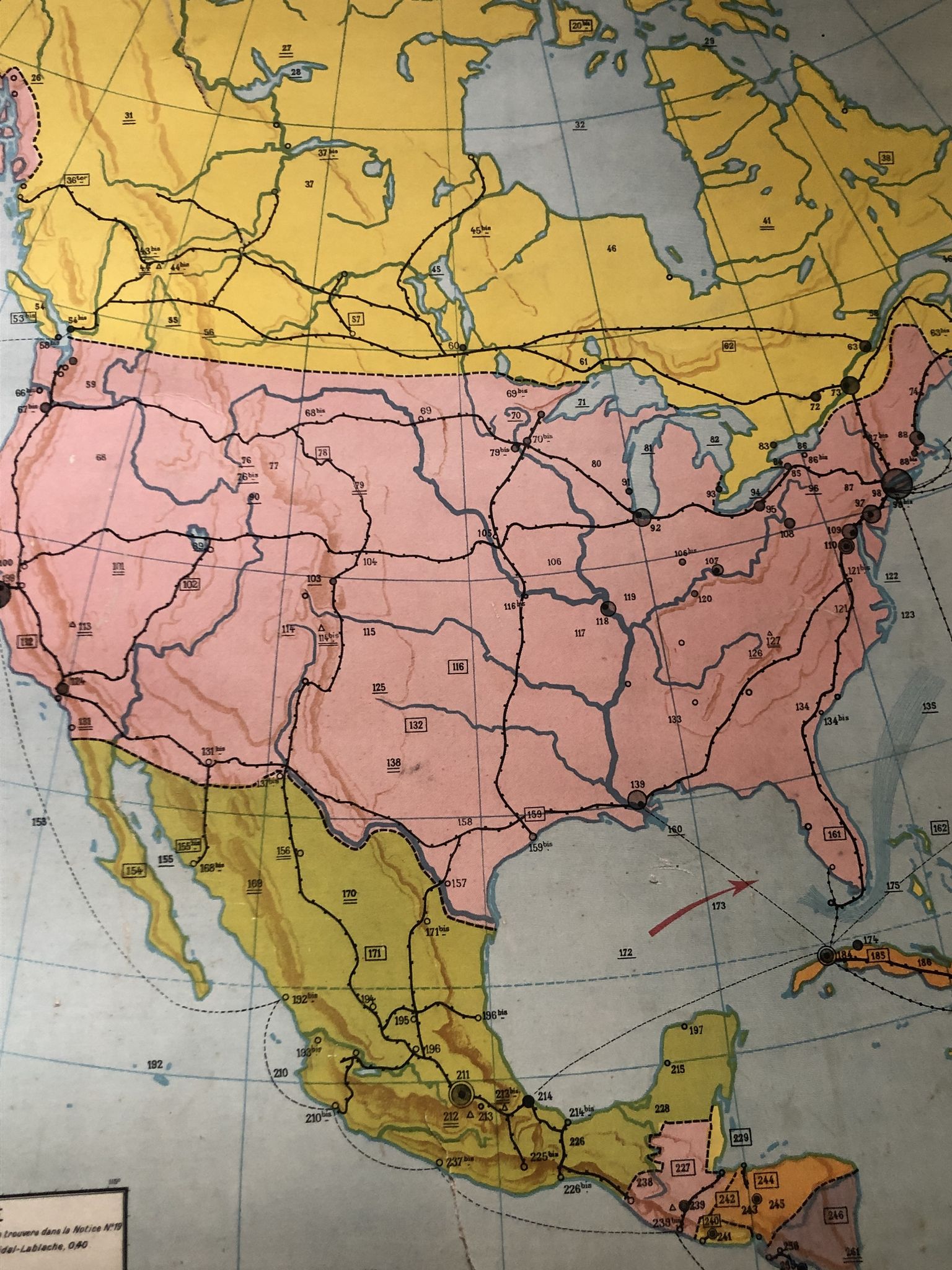 Carte pédagogique Amérique du Nord politique juin 1950