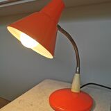 Vintage Orange Gooseneck Desk Lamp: 1970s Industrial Table Light