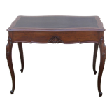 Flat desk old solid walnut top leather napoleon iii 1900 very good condition