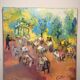 Oil Painting Canvas Deloison Scene Life Kiosk Café Bar Music