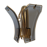 Wall lamp two fires in brass and curved glass from the 80s