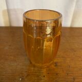 6 verres gobelets vintage en verre orange irisé