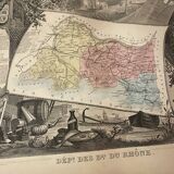 Old illustrated map of the Bouches du Rhône
