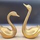 Pair brass swans