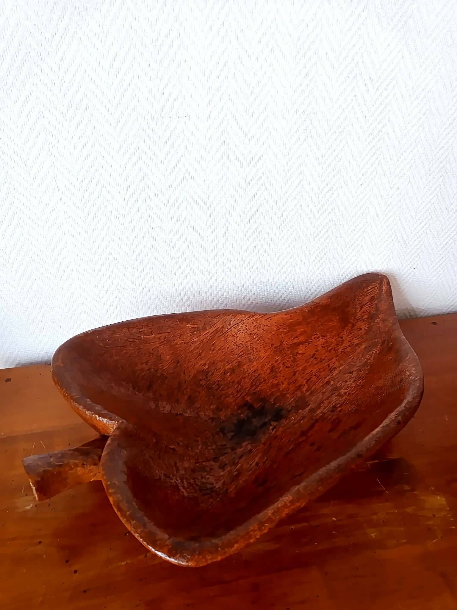 Grande coupe en bois brutaliste, 65 cm