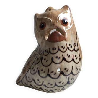 Figurine Sculpture Céramique Signée MOSSER Gilbert Chouette Hulotte Hibou