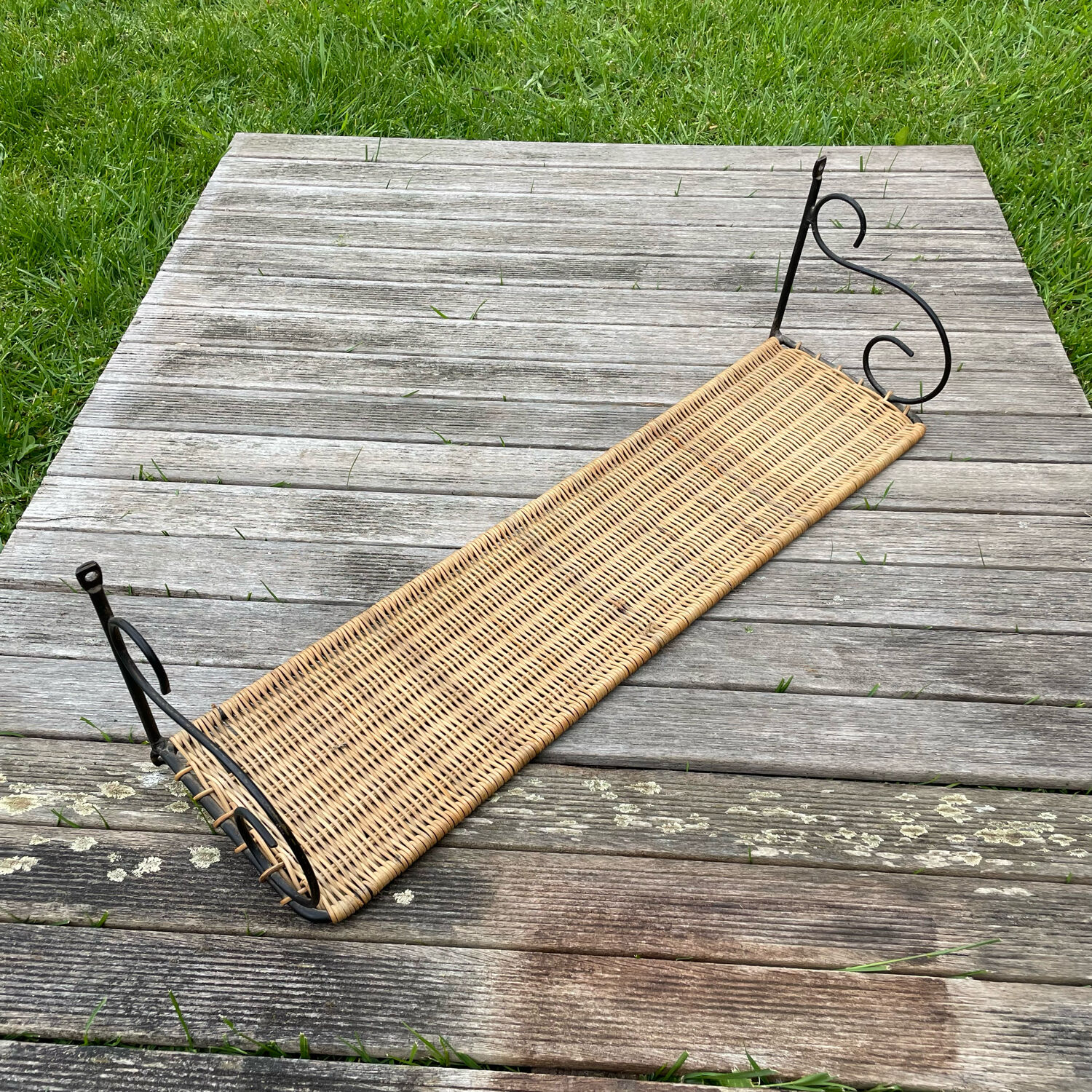 Vintage wicker wall shelf 1960