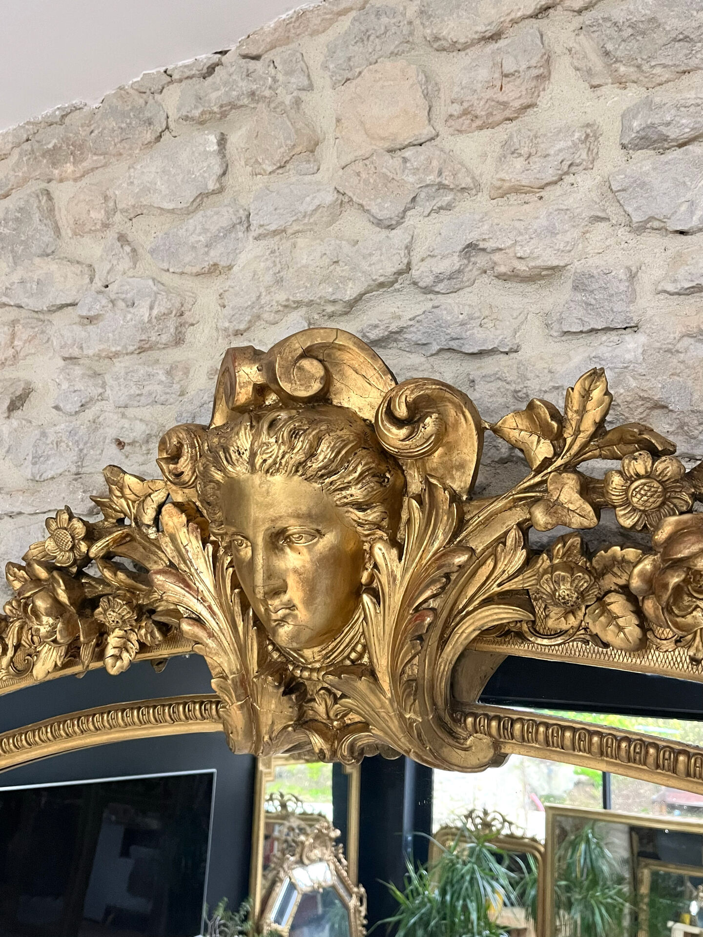 Mirror 244.5/142.5cm Louis XIV with mercury glass, gold leaf.