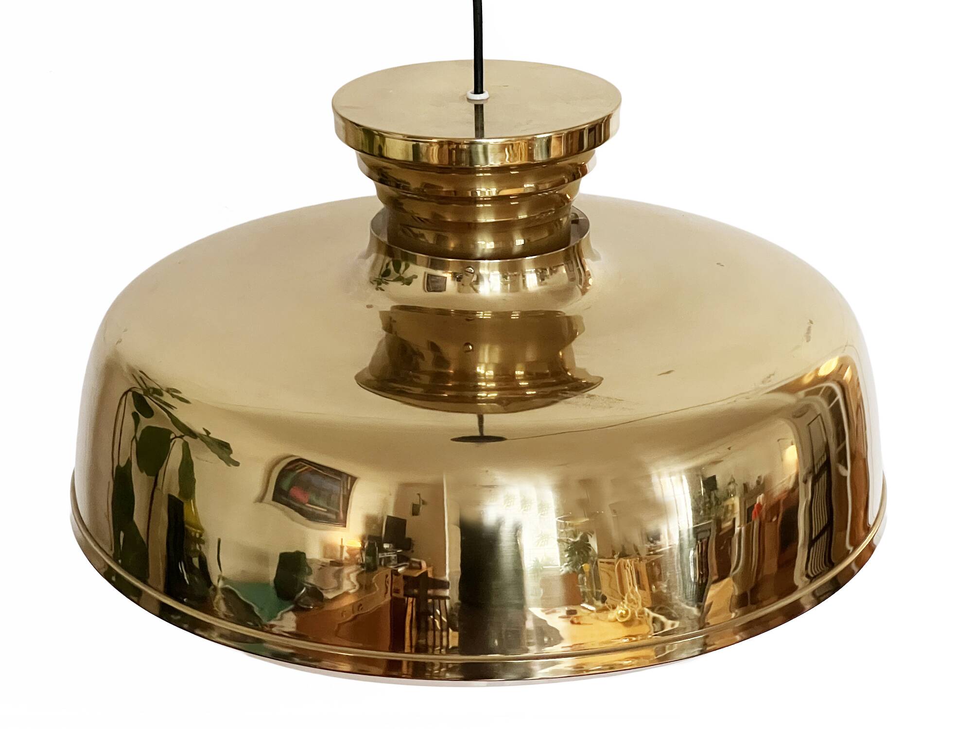 Large brass pendant light. Sweden 1960s