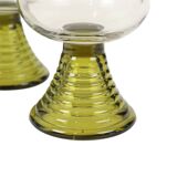 Set of 4 Vintage Roemer Etched Glasses Green Base Germany